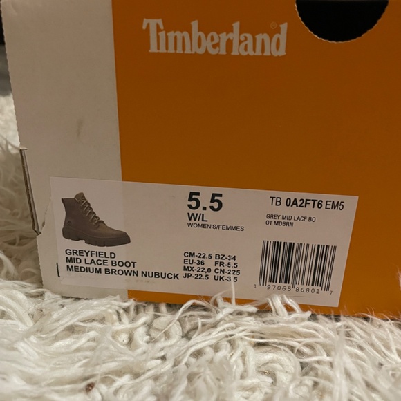 Timberland Womens size 5.5 W/L  Greyfield Mid Lace Boot Medium Brown Nubuck - Picture 2 of 8